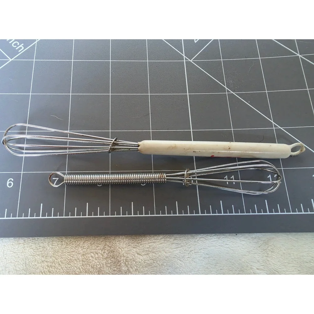 Vintage French's Advertising Whisk and Mini Metal Spring Whisk Set of 2